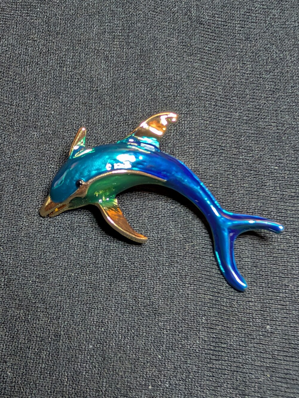 Blue and Green Enamel Dolphin Brooch- Unbranded